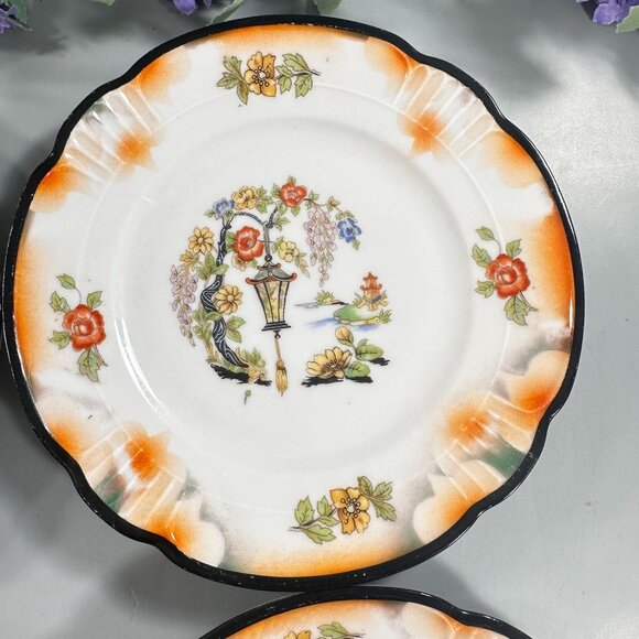 Lusterware Plates Japanese Garden German Bread Butter Dessert Plate Hand Painted - Picture 5 of 16